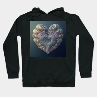 A Fractal Design in A Heart Motif Hoodie